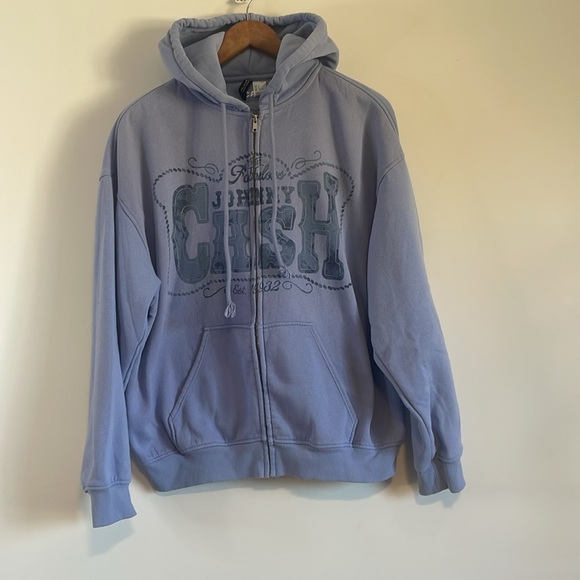 Johnny Cash Hoodie Small Blue Tour Band Country Music Rock Concert Merch - Picture 2 of 12